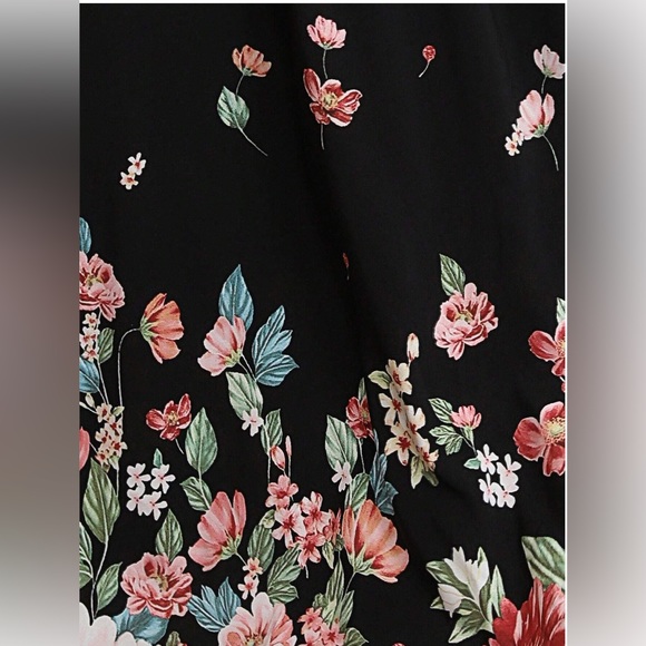 Black Floral Print A- Line Tube Dress - Picture 4 of 12